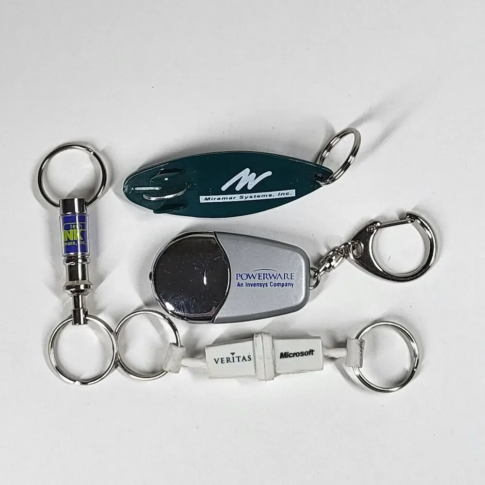 Tech Industry Keychain Advertising Lot 1990s Microsoft Veritas Powerware Y2K IT